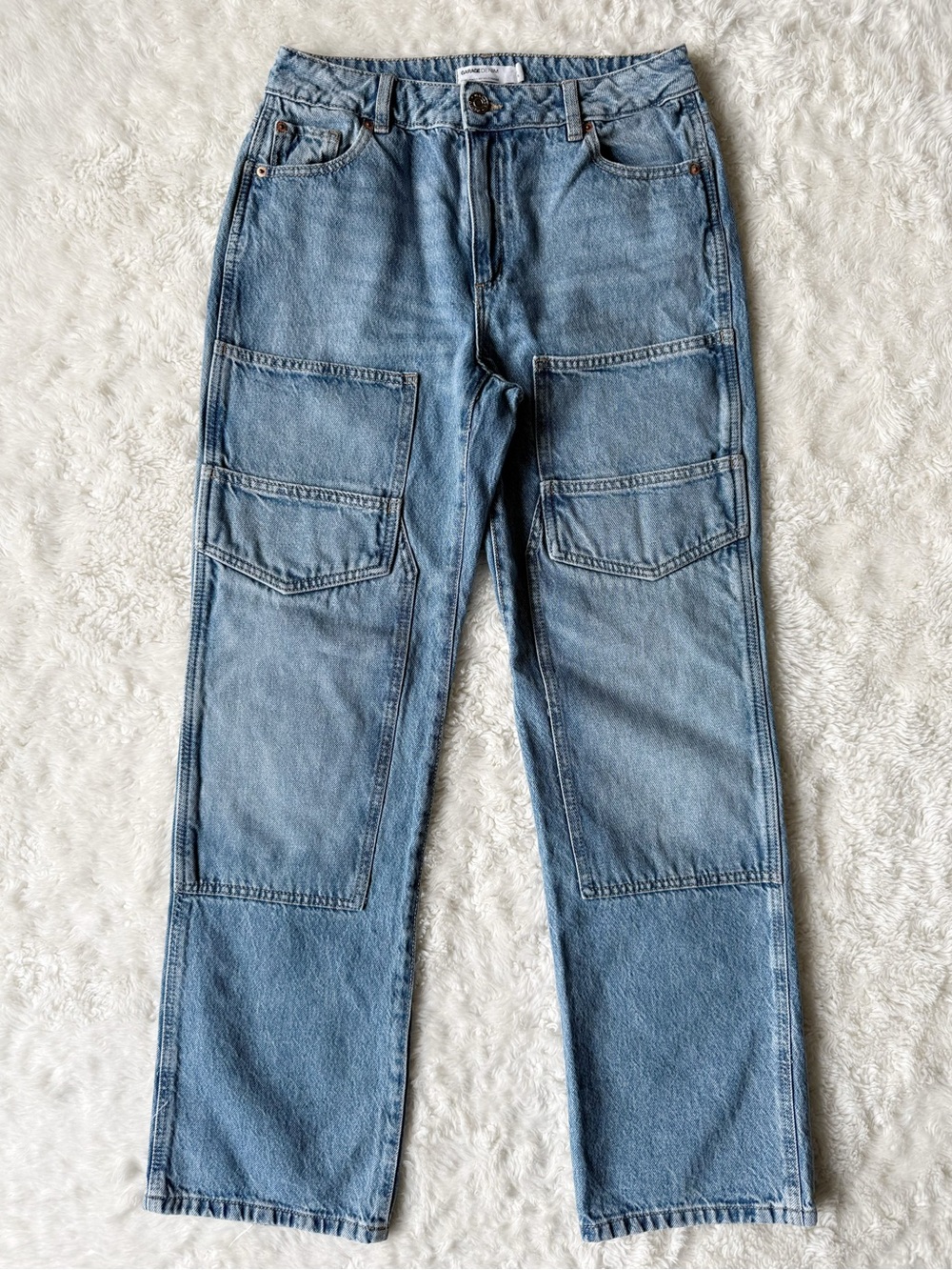 Garage Woman Blue 90s Straight Carpenter Utility Jeans US28 Grunge Y2K 90s - Picture 2 of 8